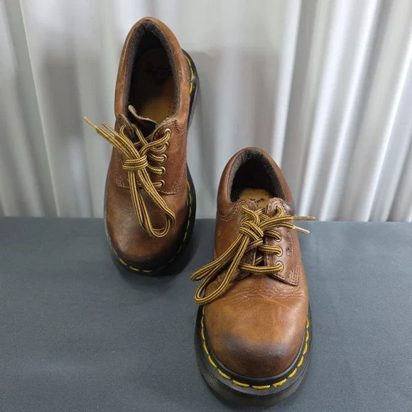 Dr. Martens Kids 13 Lace Up Leather Oxford Shoes Oiled Brown Classic Academia - Picture 8 of 9